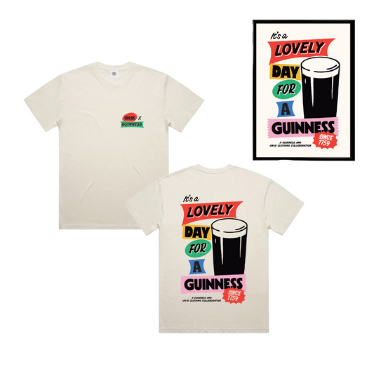 Guinness x UN:IK 'Retro' Tee & Print Bundle - Ecru