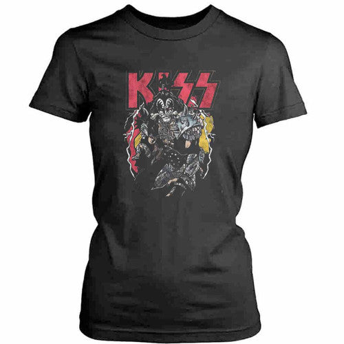 Retro Samurai Graphic Kiss Band Womens T-Shirt Tee