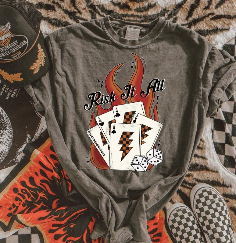 Risk it all Tshirt, Vintage Western Cowgirl Shirt, Boots Shirt, Country Music Shirt, Rodeo Horse Lover Cow girl Gift,...