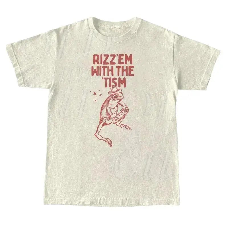 Rizz Em With The Tism Vintage T-Shirt, Retro Funny Frog Shirt, Frog Meme Tee Hoodie, Sweatshirt | HypeCrazeTee.com