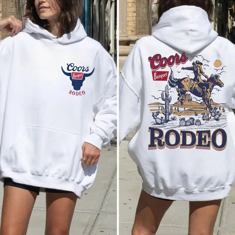 Rodeo 90s Cowboy Hoodie 2 Sides, Cowgirl Aesthetic, Western Vibe, Thing Rodeo Hoodie, Unisex Long Sleeve Pullover Shirt...
