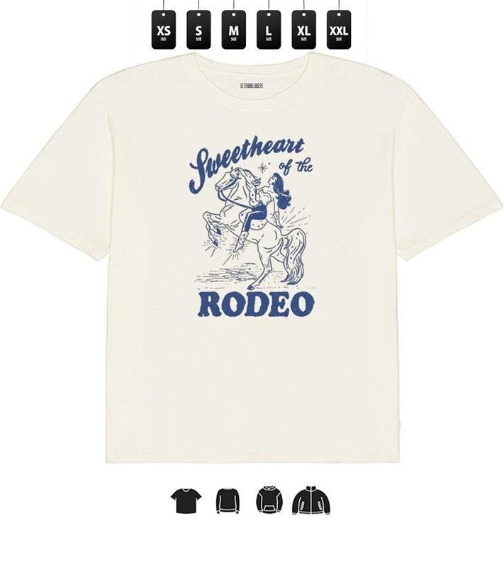 Rodeo, Sweetheart Of Rodeo  - Unisex Heavy Taped neck T-Shirt, Gifts Hoodie, Sweatshirt | HypeCrazeTee.com