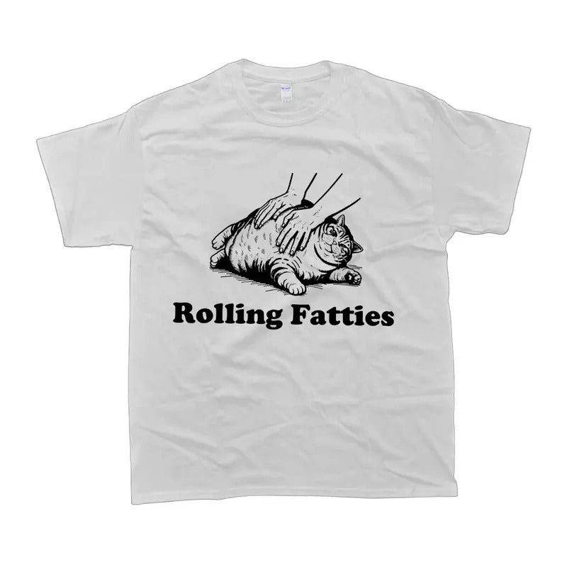 Rolling Fatties Cat T-Shirt Fat Funny Cat Graphic Casual Hoodie, Sweatshirt | HypeCrazeTee.com