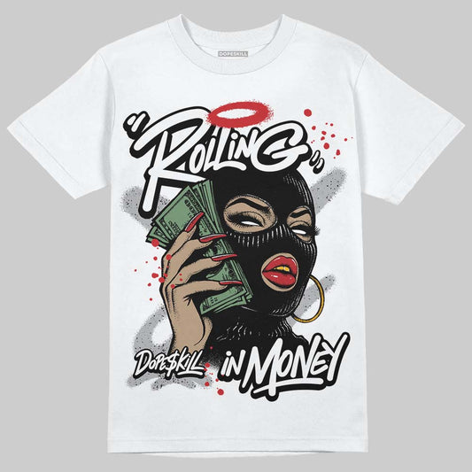White Cement 4s DopeSkill T-Shirt Rolling in Money Graphic