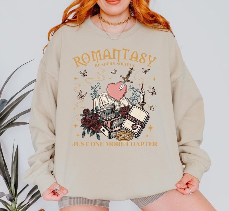 Romantasy Reader Sweatshirt, Gift for Readers, Book Lover Gift, Fantasy Romance Reader Merch, Bookish Merch, Book Hoodie,...