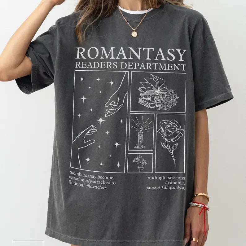 Romantasy Readers Department  T-shirt Romantic Fantasy bookish Era dark academia romance literature book club gift for...