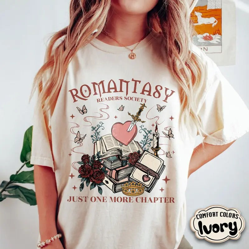 Romantasy Readers Society T-Shirt, Book Lover Club Shirt, Romantasy Reader Gift, Fantasy Romance Book Shirt, Dark Romance...