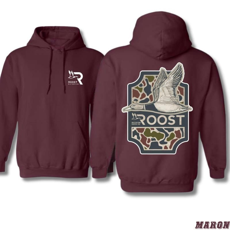 Roost Waterfowl Hoodie - Classic Duck Hunting Design with Bold Graphics and Camo, Perfect for Waterfowl Enthusiasts,...