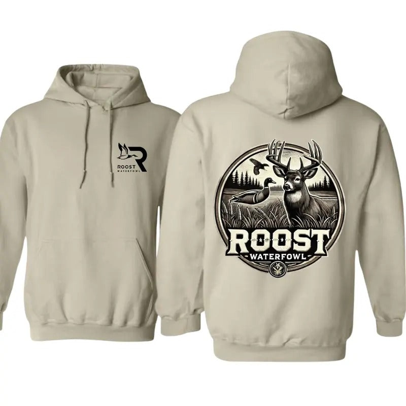 Roost Waterfowl Hoodie - Rustic Deer and Waterfowl Graphics for Outdoor Enthusiasts - Menswear, Sweatshirts T-Shirts