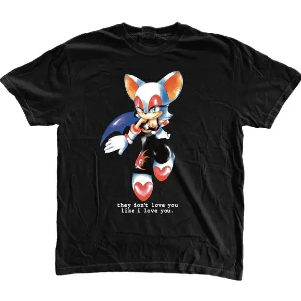 Rouge the Bat Wait T-Shirt, Unisex Vintage Graphic Tees Gothic Grunge Y2k Emo Scene Amity Affliction Style Clothes Men...