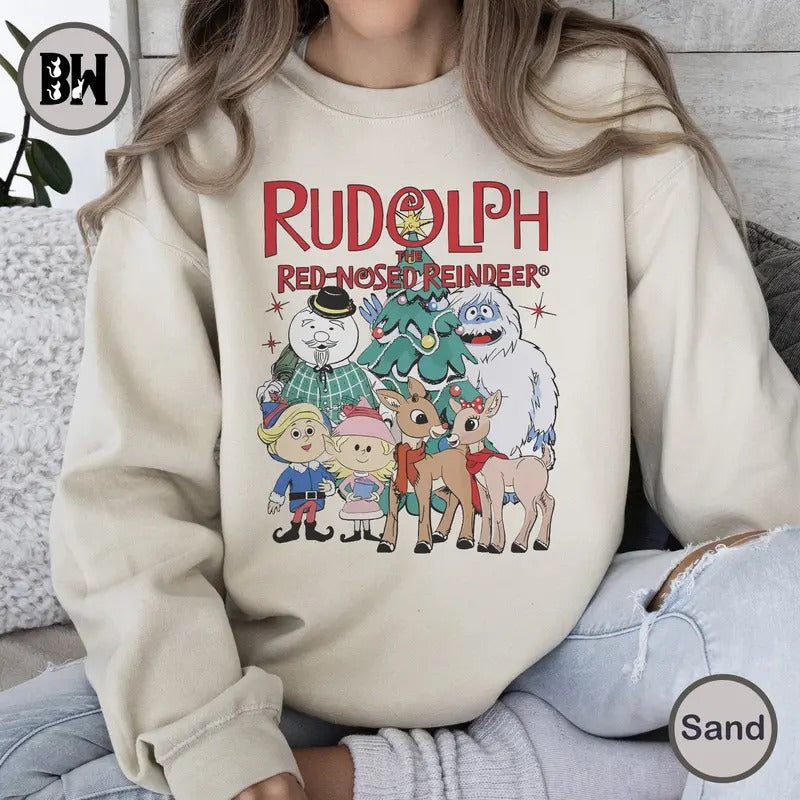 Rudolph the Red-Nosed Reindeer Christmas Sweatshirt, Rudolph the Red-Nose Reindeer, Merry Christmas, Christmas Movie,...