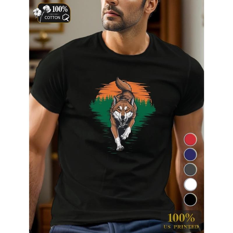 Running Wolf Pure Cotton Men's Tshirt Comfort Fit Made in USA Hoodie, Sweatshirt | HypeCrazeTee.com
