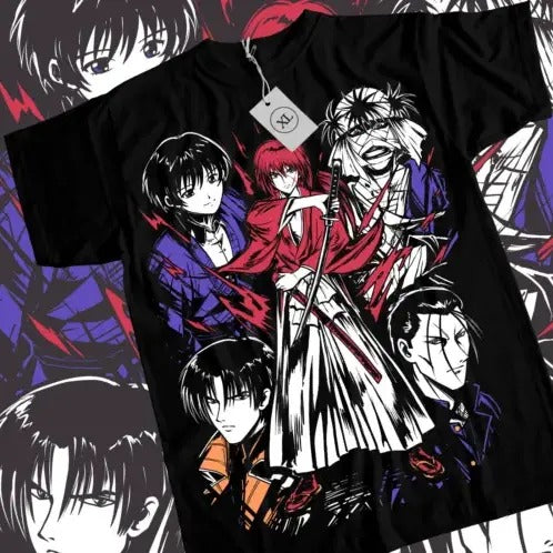 Rurouni Kenshin Samurai Himura T-Shirt Rurouni kenshin art Black Shirt All Size Hoodie, Sweatshirt | HypeCrazeTee.com