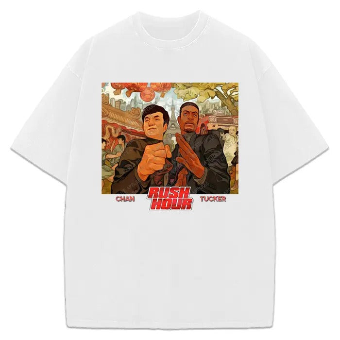 Rush Hour T-Shirt Jackie Chan Chris Tucker Classic Movie Graphic Tee Crewneck Cotton Hoodie, Sweatshirt | HypeCrazeTee.com