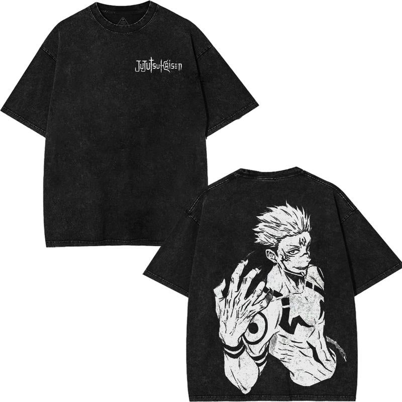 Ryomen Sukuna 2025 Tee Jujutsu Kaisen Anime Graphic Oversized Washed Cotton Streetwear T-Shirt for Anime Fans Vintage...