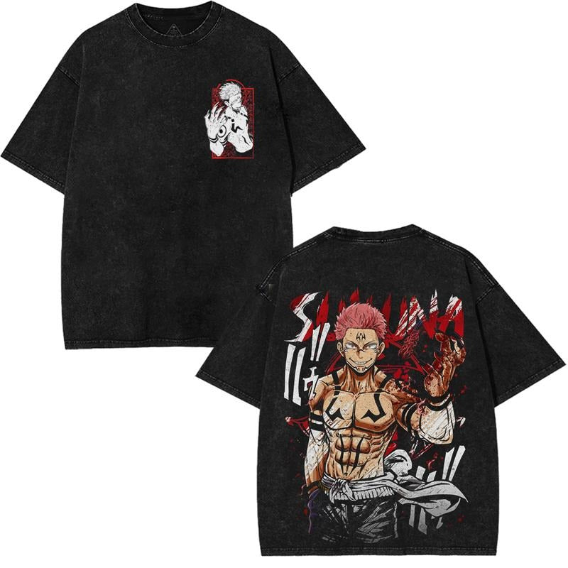 Ryomen Sukuna Bloodlust Vintage Tee Jujutsu Kaisen Anime 2025 Oversized Washed Cotton Streetwear T-Shirt Japanese Graphic...