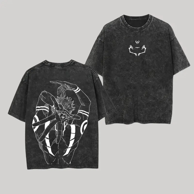 "Ryomen Sukuna Jujutsu Kaisen" Unisex Oversize Dyenomite Mineral Wash Heavyweight Cotton T-shirt, Gift For Anime Fan,...