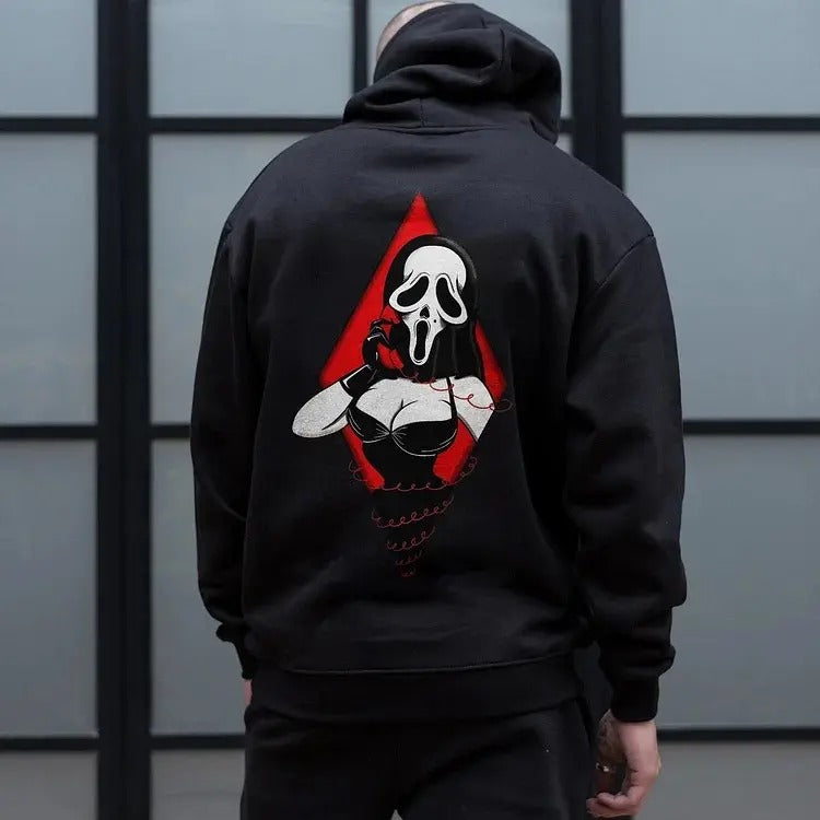 [S-5XL] Sexy Lady Ghost Printed Hoodie, Motorcycle Shirt, Streetwear Fashion, Unisex Casual Hoodie Sweatshirt