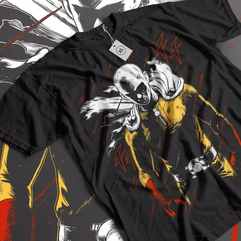 SAITAMA One Punch Man T-Shirt Anime Manga Gifts Black Shirt Unisex All Size Hoodie, Sweatshirt | HypeCrazeTee.com
