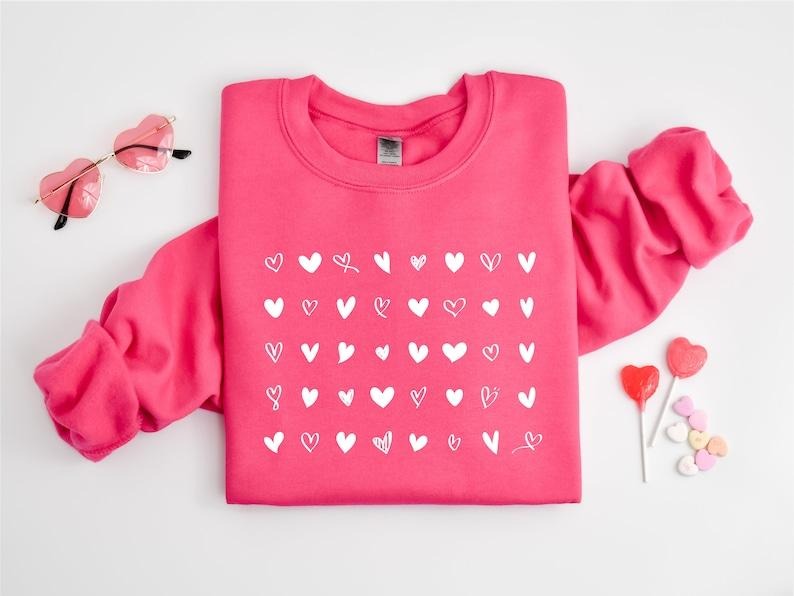 SALE Cute Heart Shirt, Womens Valentines Day Sweatshirt, Valentine Sweatshirt, Womens Valentines Day Shirt, Valentines...