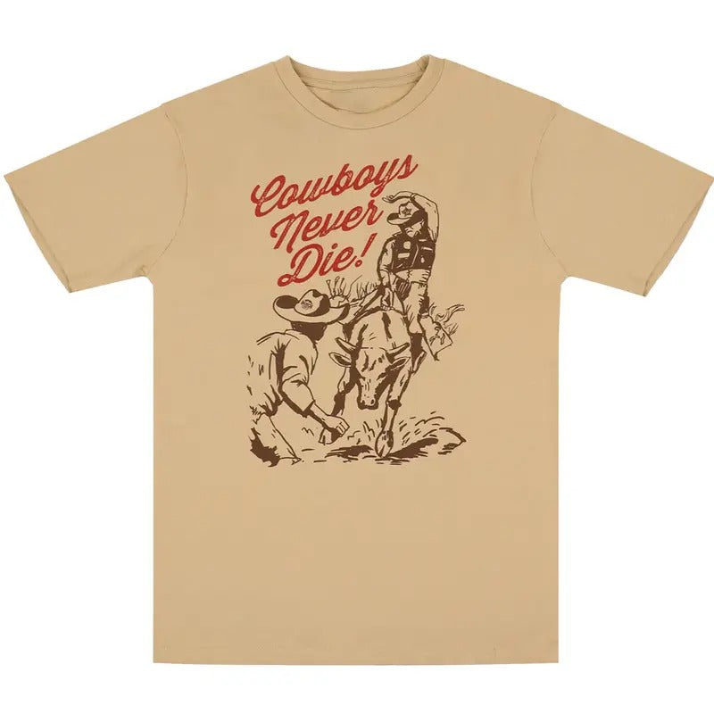 Busch Light Cowboys Never Die Retro Graphics Unisex Cotton T-Shirt for Dad, Mom, womenswear Hoodie, Sweatshirt