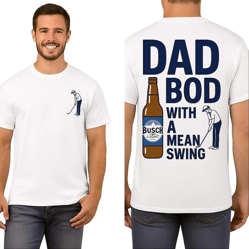 DAD BOD with a mean Swing T-shirt, DAD BOD Busch Light Shirt, Father's Day Gifts, Mother's Day Gifts Shirt Cotton...