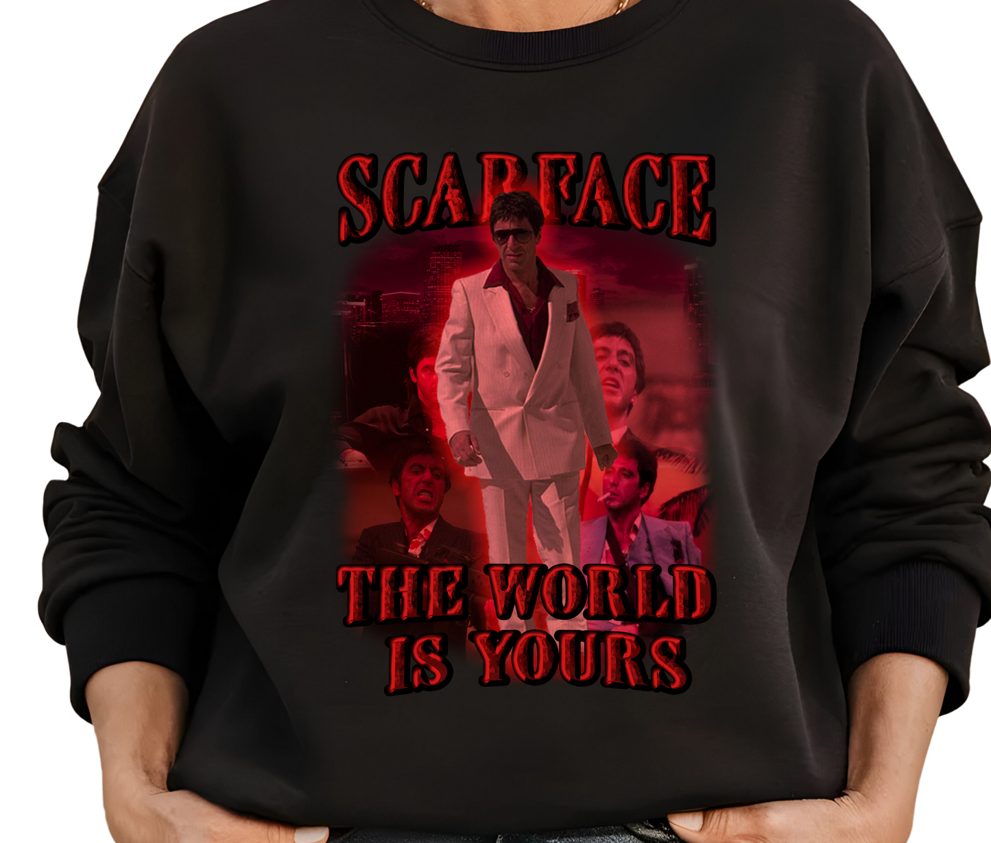 Scarface The World Is Yours Sweatshirt – Vintage Gangster Movie Hoodie, Retro Streetwear for Film Fans
