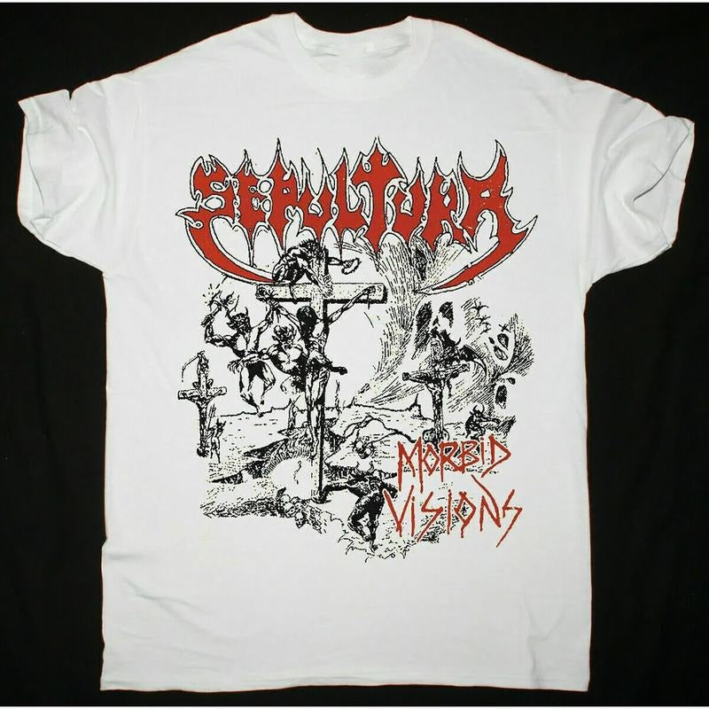 SEPULTURA MORBID VISIONS SHort Sleeve Cotton White Men S-234XL T-shirt NG624T-SHIRT, UNISEX SHIRT, CREWNECK Hoodie,...