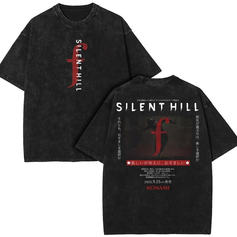 SILENT HILL f Game Washed T-Shirt Clothing, Menswear Top, Retro Silent Hill Game Tshirt Hoodie, Sweatshirt | HypeCrazeTee.com