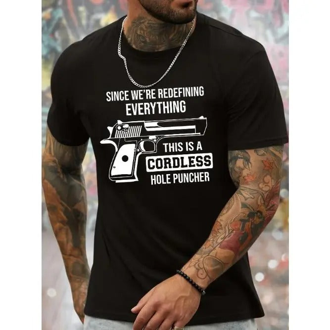 SINCE WE'RE REDEFINING EVERYTHING... And Arms Graphic Print, Men's Novel Graphic Design T-shirt, Casual Comfy Tees For...