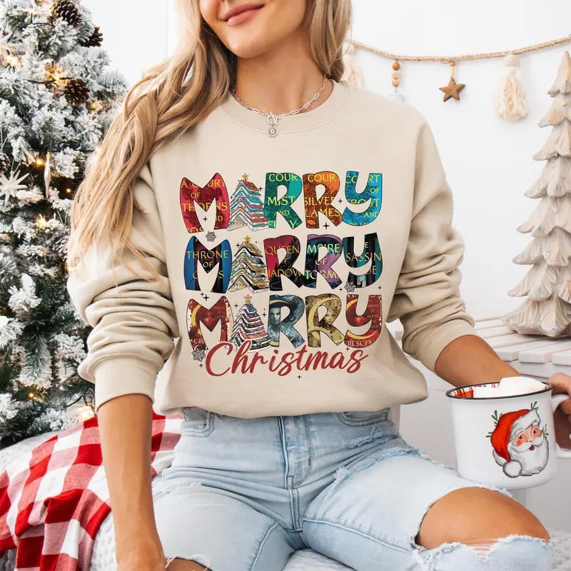 SJM Book Merry Bookish Shirt Xmas Book Lover SJM T-Shirts, Hoodie, Sweatshirt