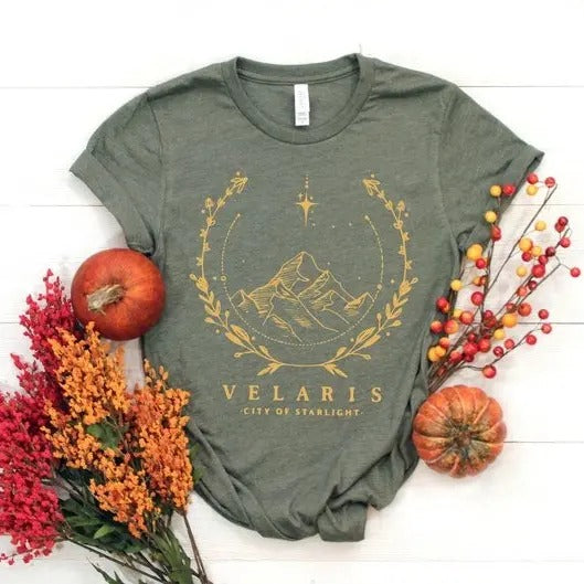 SJM merch Gold print Velaris t-shirt, The Night Court t-shirt, SJM merch, A court of Thorns and ROSES, Acotar Velaris...