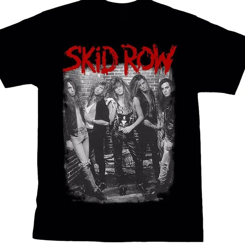 SKID ROW-American Black Short Sleeve Cotton T-shirt Size S-3XL Hoodie, Sweatshirt | HypeCrazeTee.com