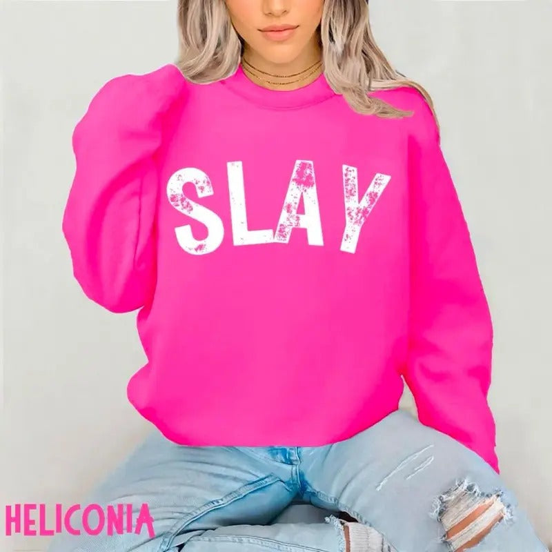 SLAY Sweatshirt, Slay Shirts, Trendy Crewneck Sweatshirts for Women, Teens & Girls, Slay All Day Girl Gifts, Teen Girl...