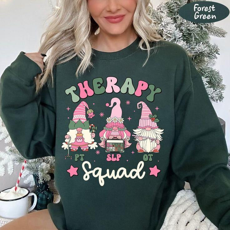SLP OT PT Christmas Sweatshirt, Therapy Team Sweatshirt, Gnome Squad, Ot Pt Slp Sweatshirt, Occupational Therapy, Speech...