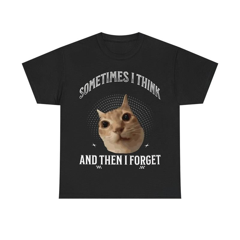 "SOMETIMES I THINK" Cat Meme T-Shirt for Cat Lovers Hoodie, Sweatshirt | HypeCrazeTee.com