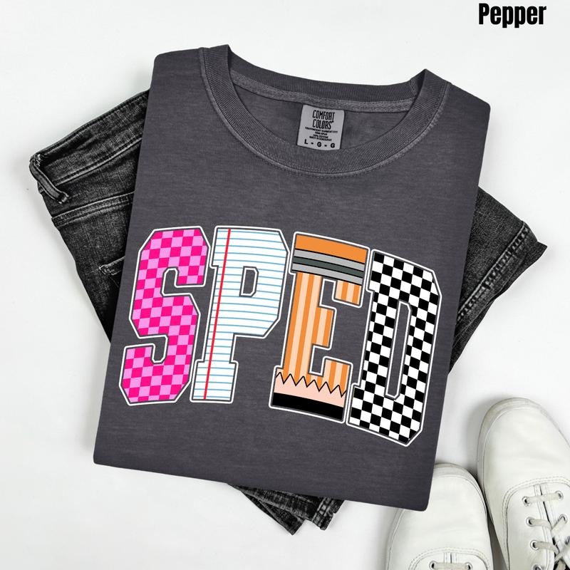 SPED Multi Checker Comfort Colors T-Shirt 'NLB' Hoodie, Sweatshirt | HypeCrazeTee.com