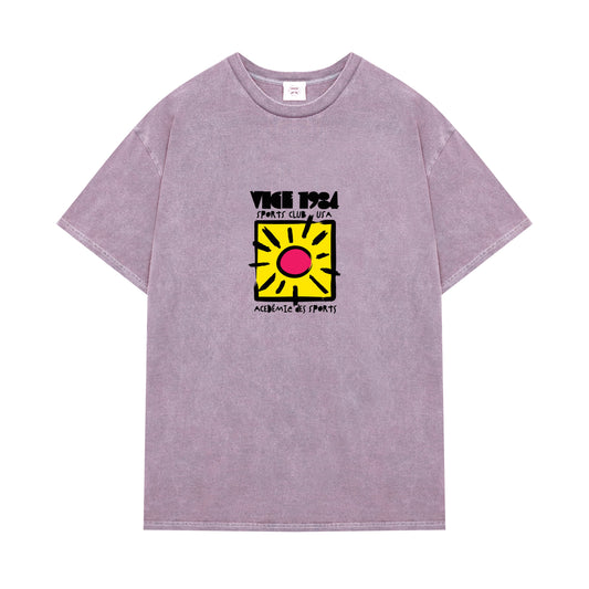 Vice 84 'Sun Sports Club' Vintage Washed Tee - Mauve