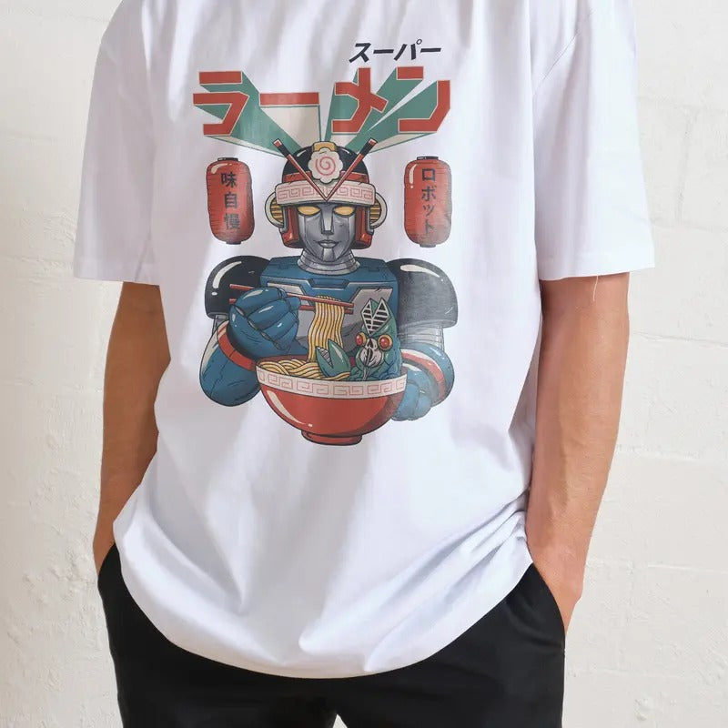 SUPER RAMEN BOT T-SHIRT, Men Summer Fashion Cotton, Cotton Menswear, S to 3XL Soft Top Hoodie, Sweatshirt | HypeCrazeTee.com