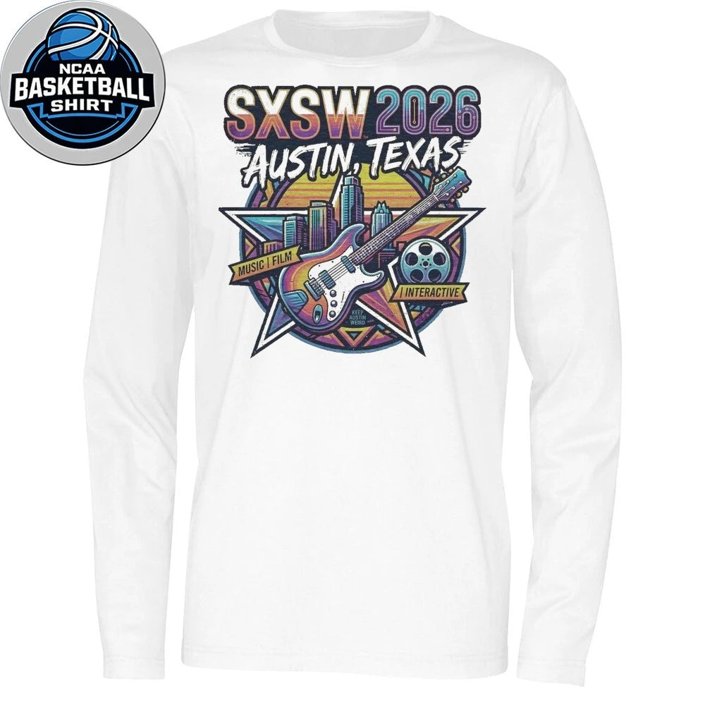 SXSW 2026 Austin Texas Retro Music, Film &amp; Interactive Festival Graphic T-Shirt