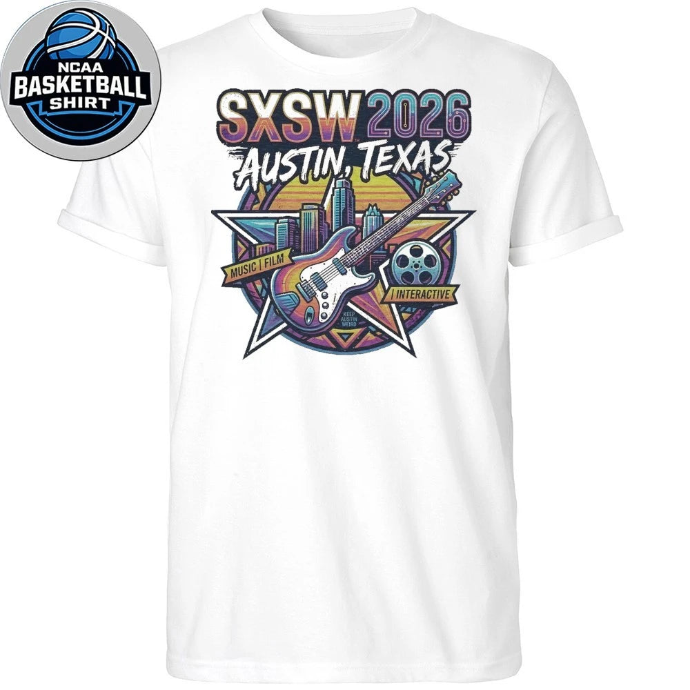 SXSW 2026 Austin Texas Retro Music, Film &amp; Interactive Festival Graphic T-Shirt
