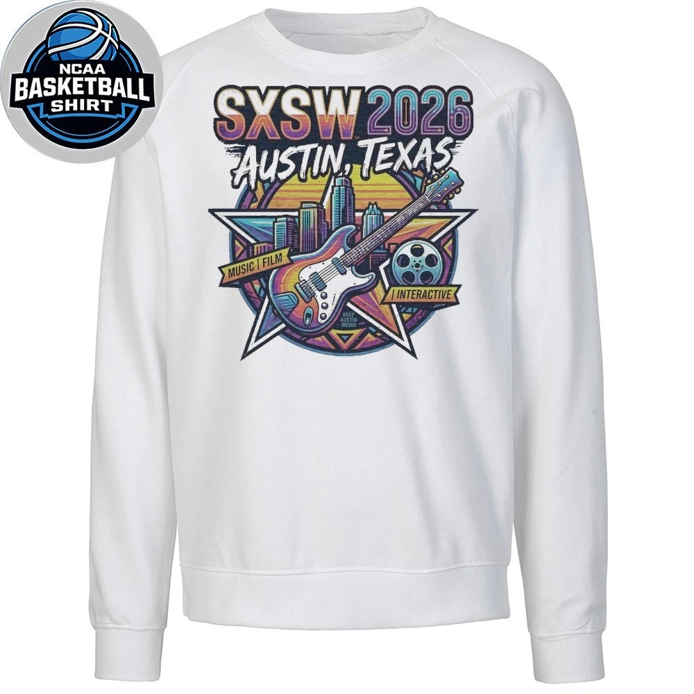 SXSW 2026 Austin Texas Retro Music, Film &amp; Interactive Festival Graphic T-Shirt