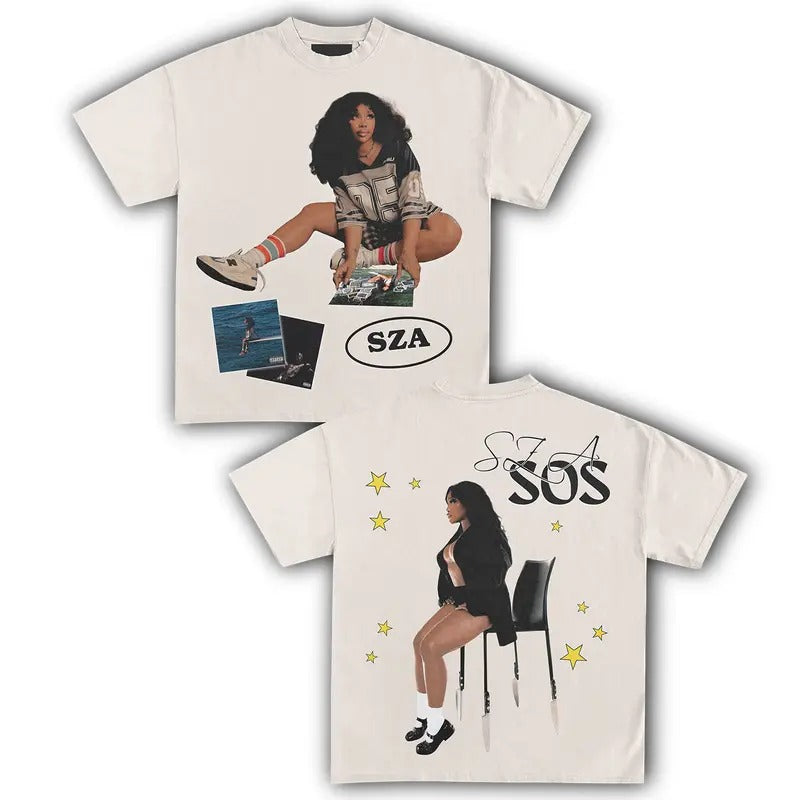 SZA GRAPHIC T-Shirt 2 Sides Vintage Rapper Graphic Tee Hip Hop Y2k Merch Men Women Menswear Top Medium Stylish Hoodie,...