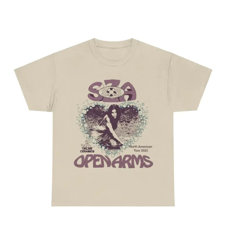SZA sos SHIRT VINTAGE - SZA OPEN ARMS TOUR SAND TEE