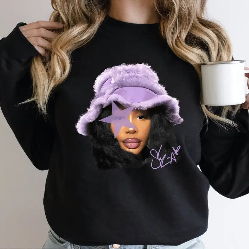 SZAAA Purple Star Big Face Rap Sweatshirt T-Shirts, Hoodie | HypeCrazeTee.com