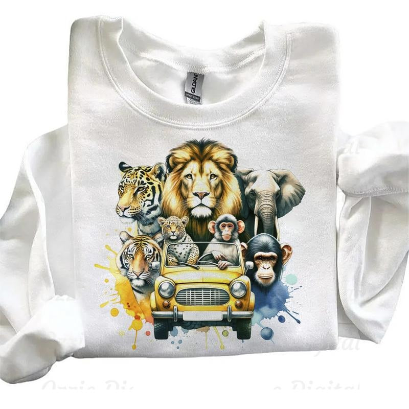 Safari Animals Sweathisrt Lion Tiger Elephant Car Jungle T-Shirt Unisex Hoodie Sweatshirt | HypeCrazeTee.com