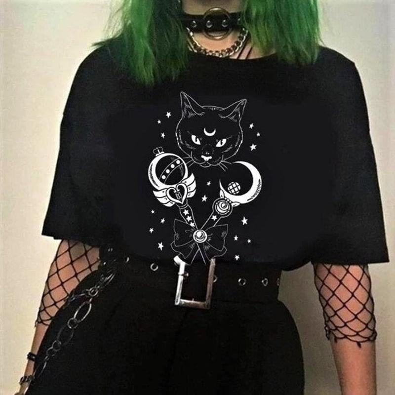 Sailor Moon Cat Shirt-goth shirt, goth clothing, goth clothes, gothic shirt Hoodie, Sweatshirt | HypeCrazeTee.com