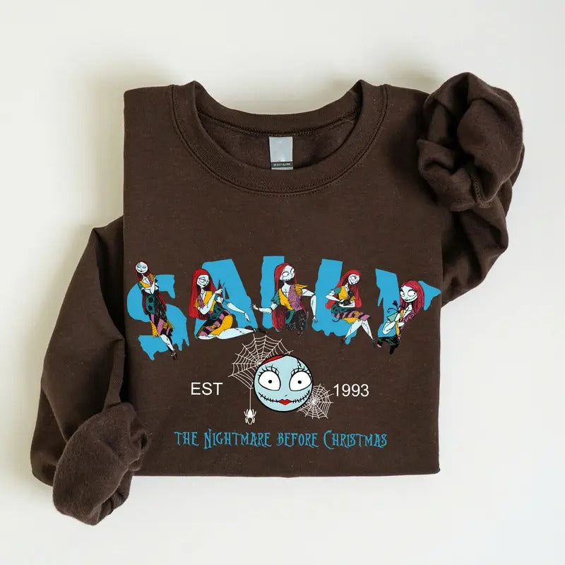 Sally Halloween Crewneck Sweatshirt, Vintage Nightmare Before Christmas Sweatshirt, Jack and Sally Sweatshirt T-Shirts,...
