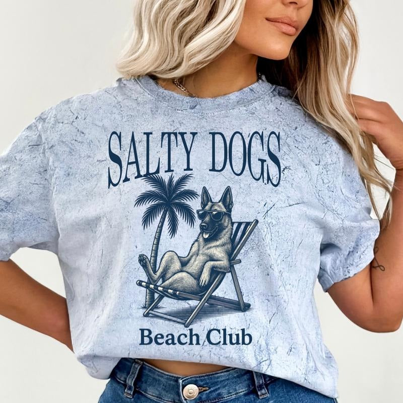Salty Dogs Beach Club Belgian Malinois Shirt ~ Unisex Apparel Relaxed Fit Printed In The USA Clothing Womenswear Casual...