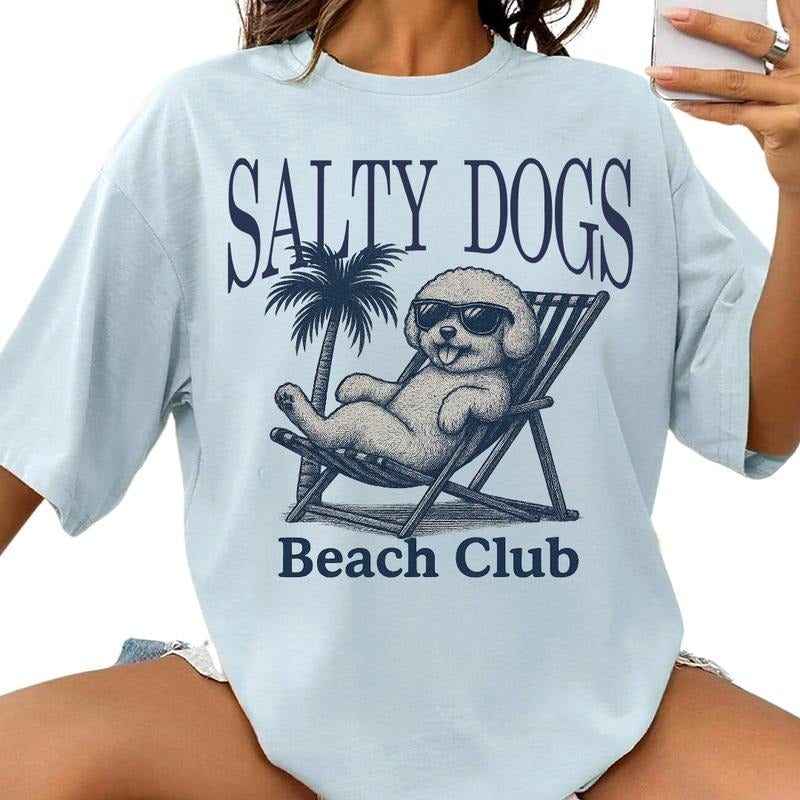 Salty Dogs Beach Club Bichon Shirt ~ Unisex Apparel Relaxed Fit Printed In The USA Clothing Womenswear Casual Comfort...
